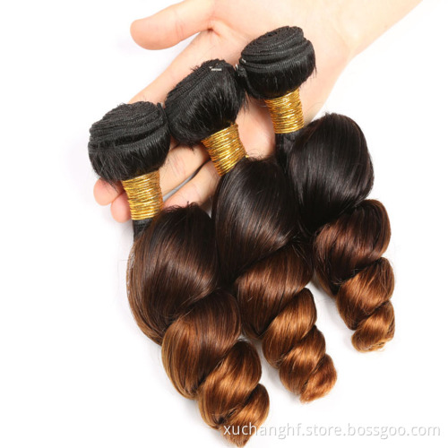 cuticle aligned hair Ombre 3tone Loose Wave bundle hair vendors raw indian hair Extension For Black Women